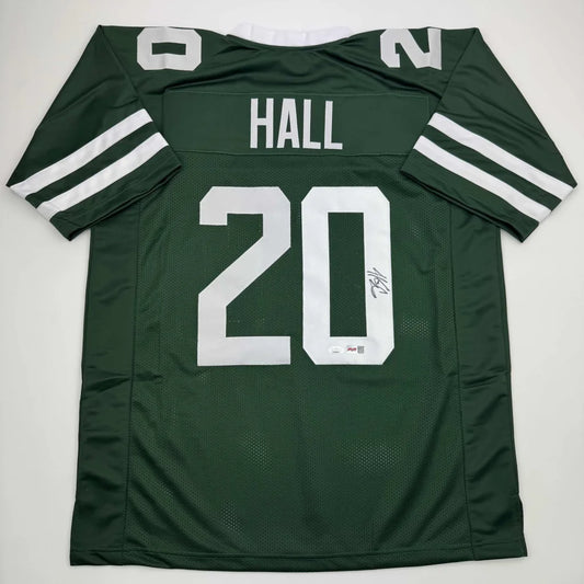 Autographed Breece Hall New York Green Football Jersey JSA COA | Hall of Fame Sports Memorabilia | vintageantiquesgifts.com