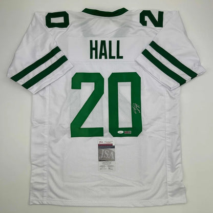 Autographed Breece Hall New York White Football Jersey JSA COA | Hall of Fame Sports Memorabilia | vintageantiquesgifts.com