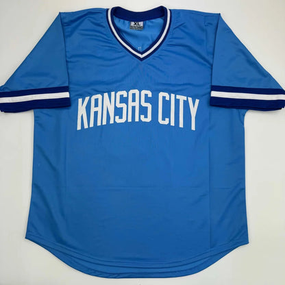 Autographed Bret Saberhagen Kansas City light blue custom jersey, JSA COA