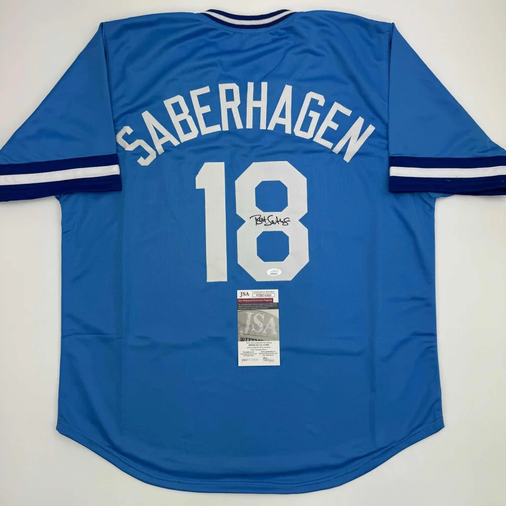 Autographed Bret Saberhagen custom jersey, Kansas City Royals, number 18, JSA COA