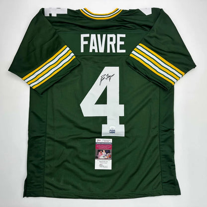 Autographed Brett Favre Green Bay Green Football Jersey JSA COA | Hall of Fame Sports Memorabilia | vintageantiquesgifts.com