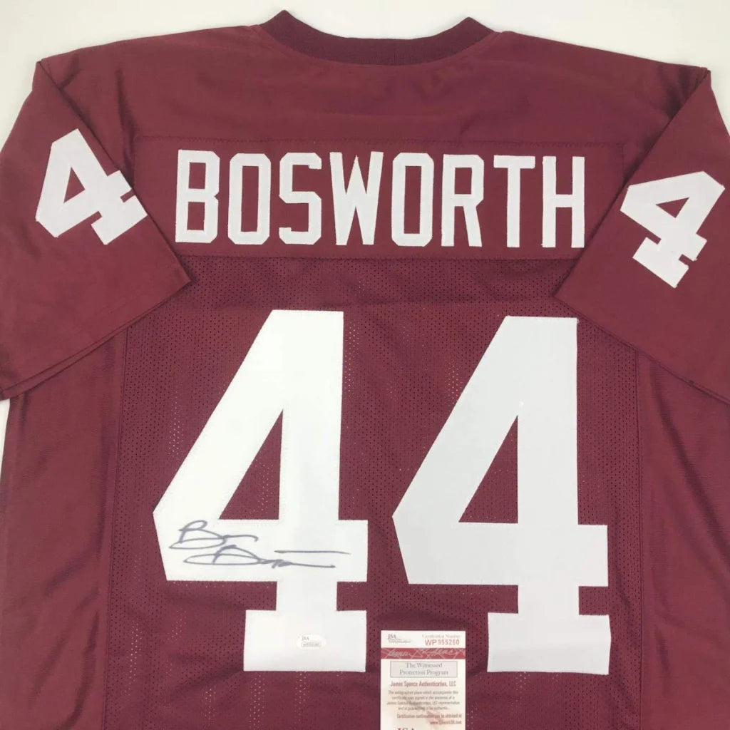Maroon custom jersey signed by Bosworth with JSA COA