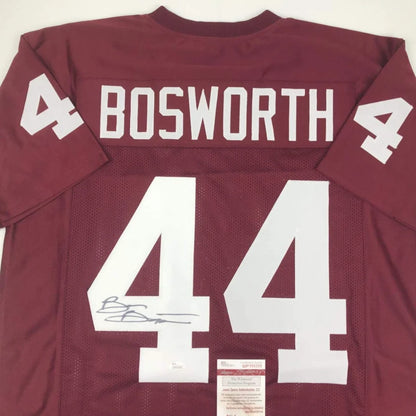 Maroon custom jersey signed by Bosworth with JSA COA