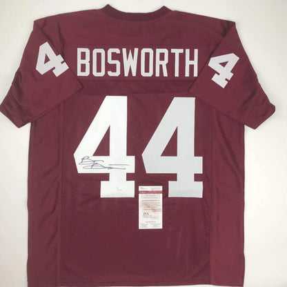 Maroon Brian Bosworth signed custom jersey with white lettering