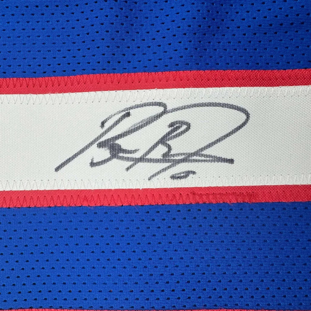 Autographed Brian Burns New York retro blue custom jersey, JSA COA