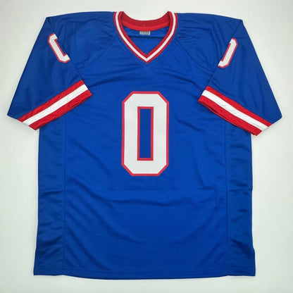 Autographed Brian Burns New York Giants retro blue custom jersey with number 0