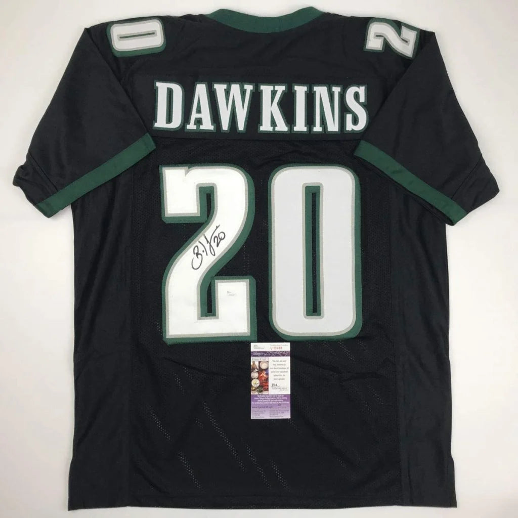 Autographed Brian Dawkins black Philadelphia Eagles custom jersey, JSA COA