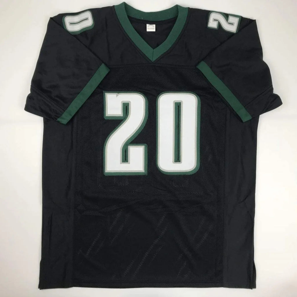 Autographed Brian Dawkins black custom jersey number 20, Philadelphia Eagles professional sports league