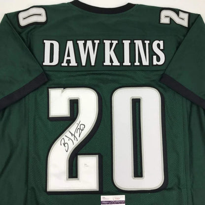 Autographed Brian Dawkins Philadelphia Green Football Jersey JSA COA | Certified Authentic Signed Memorabilia | vintageantiquesgifts.com