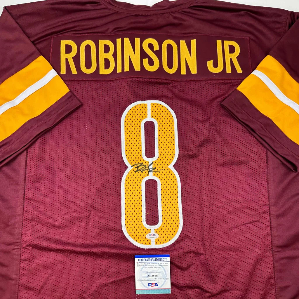 Maroon custom jersey with ROBINSON JR 8 autograph, perfect for sports league fans