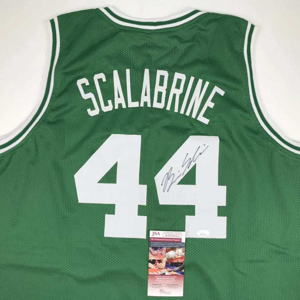 Autographed Brian Scalabrine green custom jersey, number 44, Boston professional sports league, JSA COA