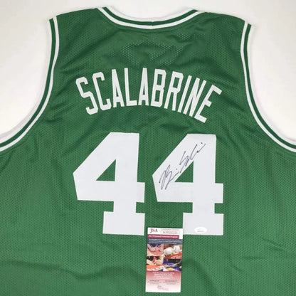 Autographed Brian Scalabrine green custom jersey, number 44, Boston professional sports league, JSA COA