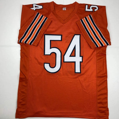 Autographed Brian Urlacher orange custom jersey number 54, Chicago professional sports