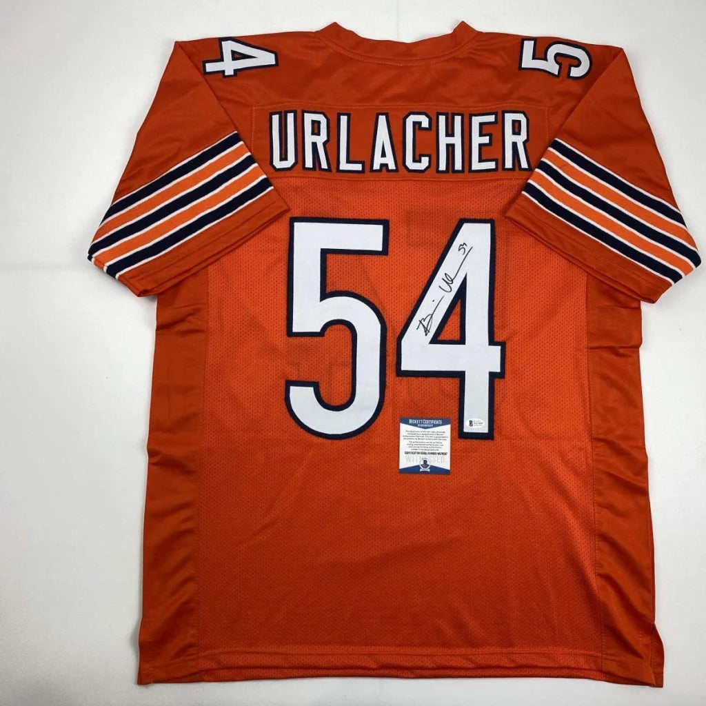 Autographed Brian Urlacher orange Chicago Bears custom jersey #54 Beckett COA