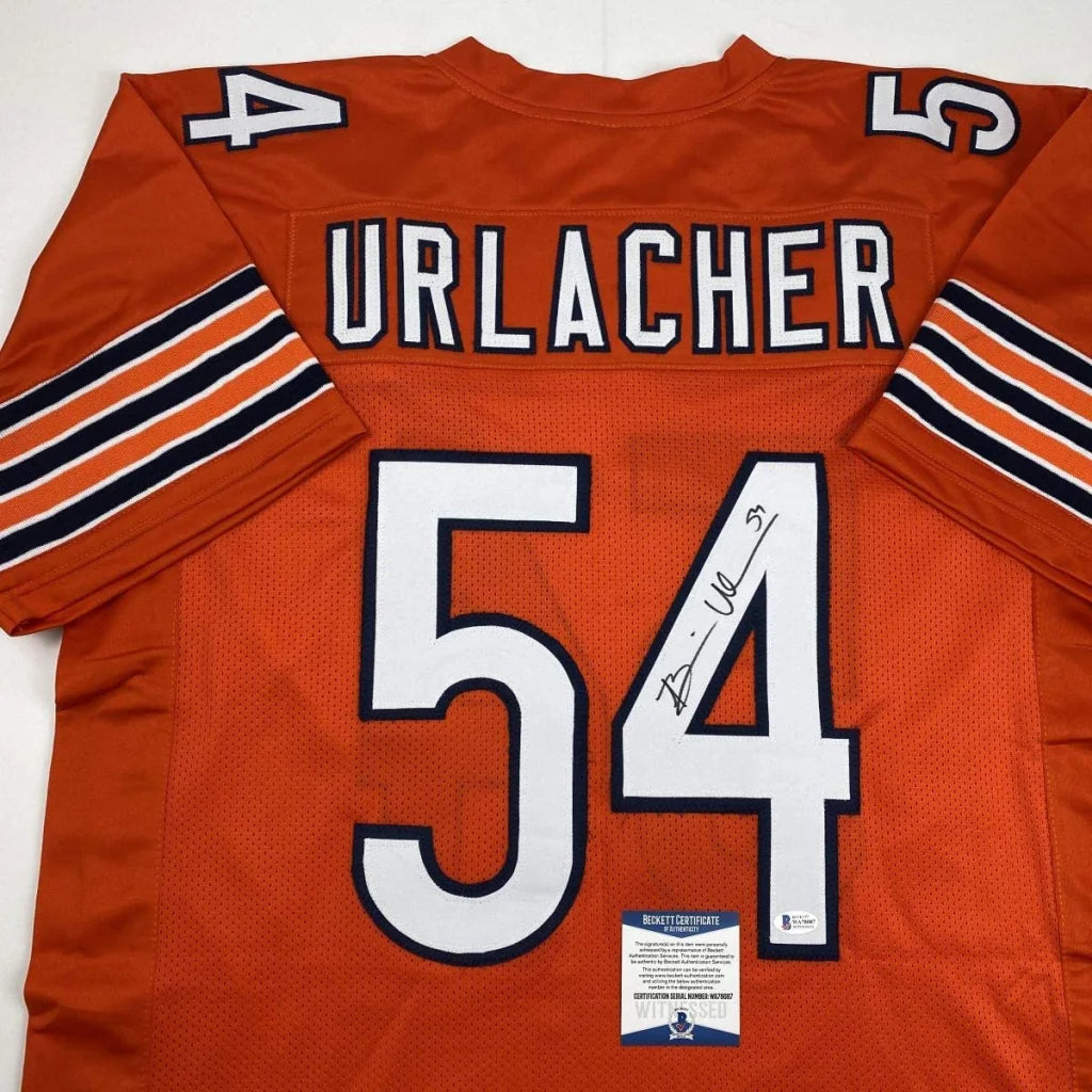 Autographed Brian Urlacher orange Chicago Bears custom jersey #54 Beckett COA