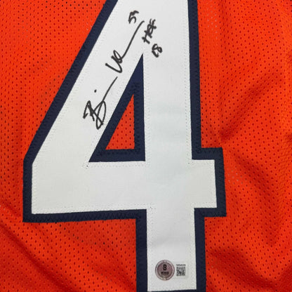 Autographed orange mesh custom jersey with number 4 signed by brian urlacher from professional sports league
