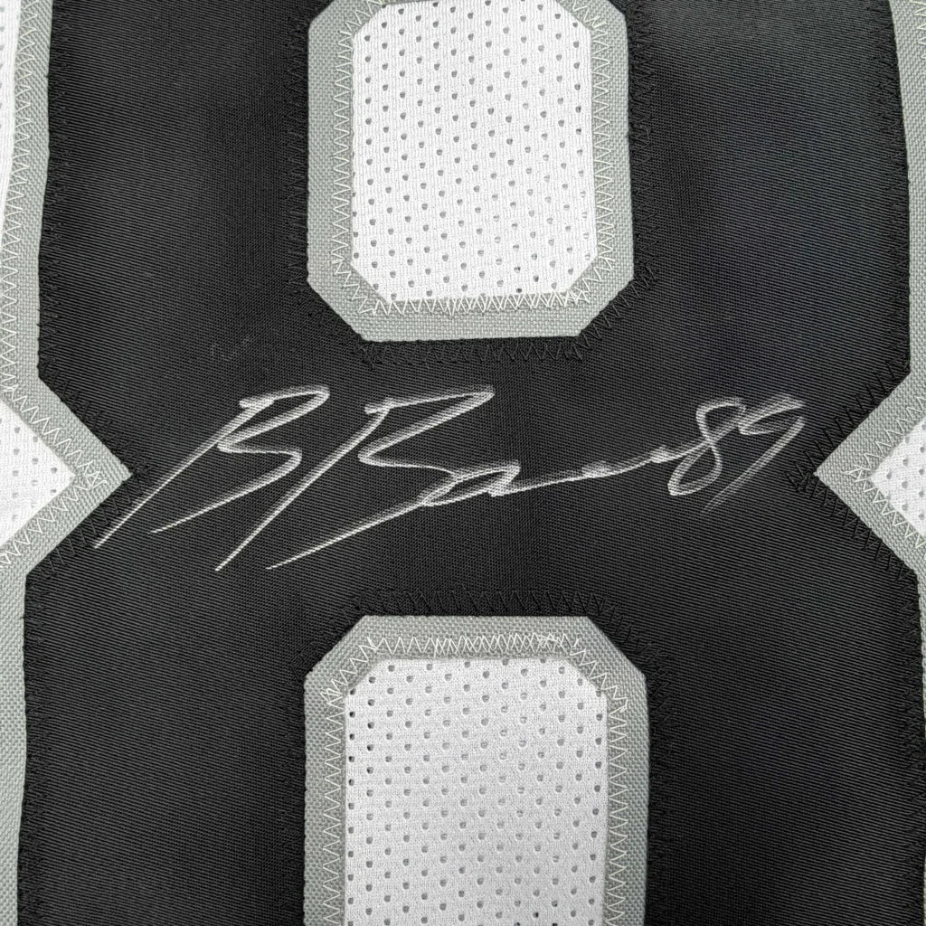 Autographed Brock Bowers black silver mesh custom jersey, professional sports