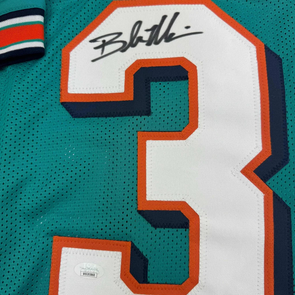 Teal Miami Dolphins jersey with number 3 and autograph, perfect for professional sports fans