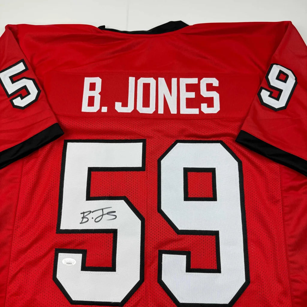 Red custom jersey with white numbers for professional sports league collectible