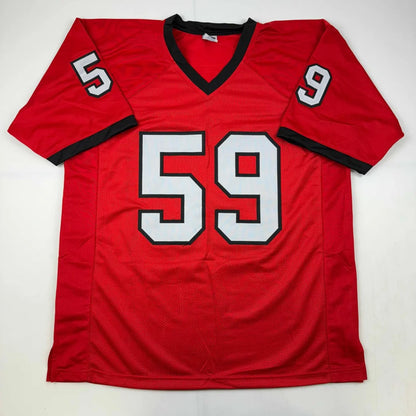 Autographed Broderick Jones Georgia red custom jersey with black numbering