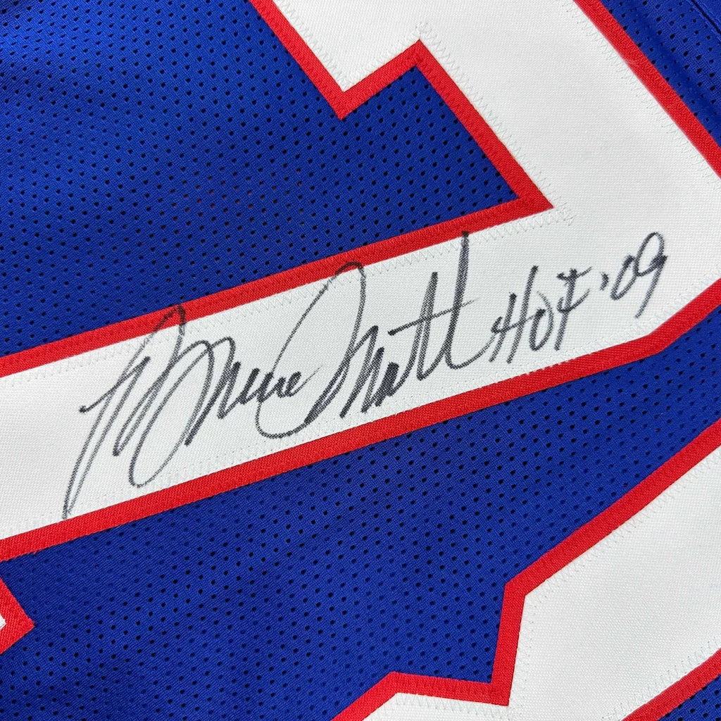Autographed Bruce Smith HOF 09 Buffalo Blue Football Jersey Beckett BAS COA | Authenticated Signed Sports Jersey | vintageantiquesgifts.com