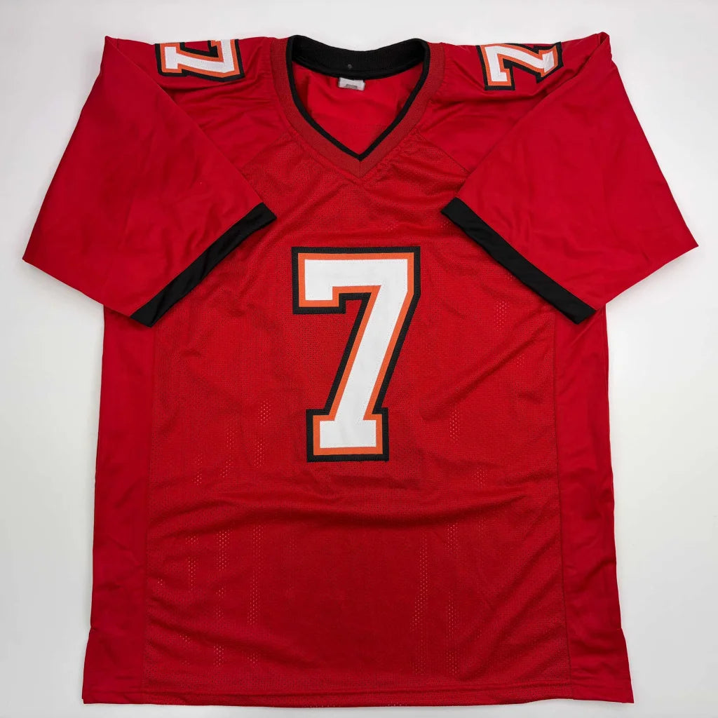 Bucky Irving custom jersey Tampa Bay number 7 red with black trim