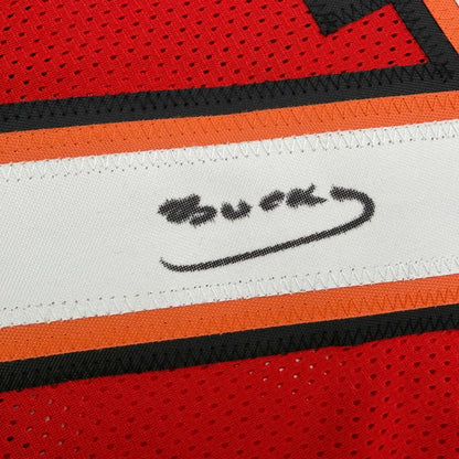 Bucky Irving custom jersey Tampa Bay #7 red orange stripes black mesh