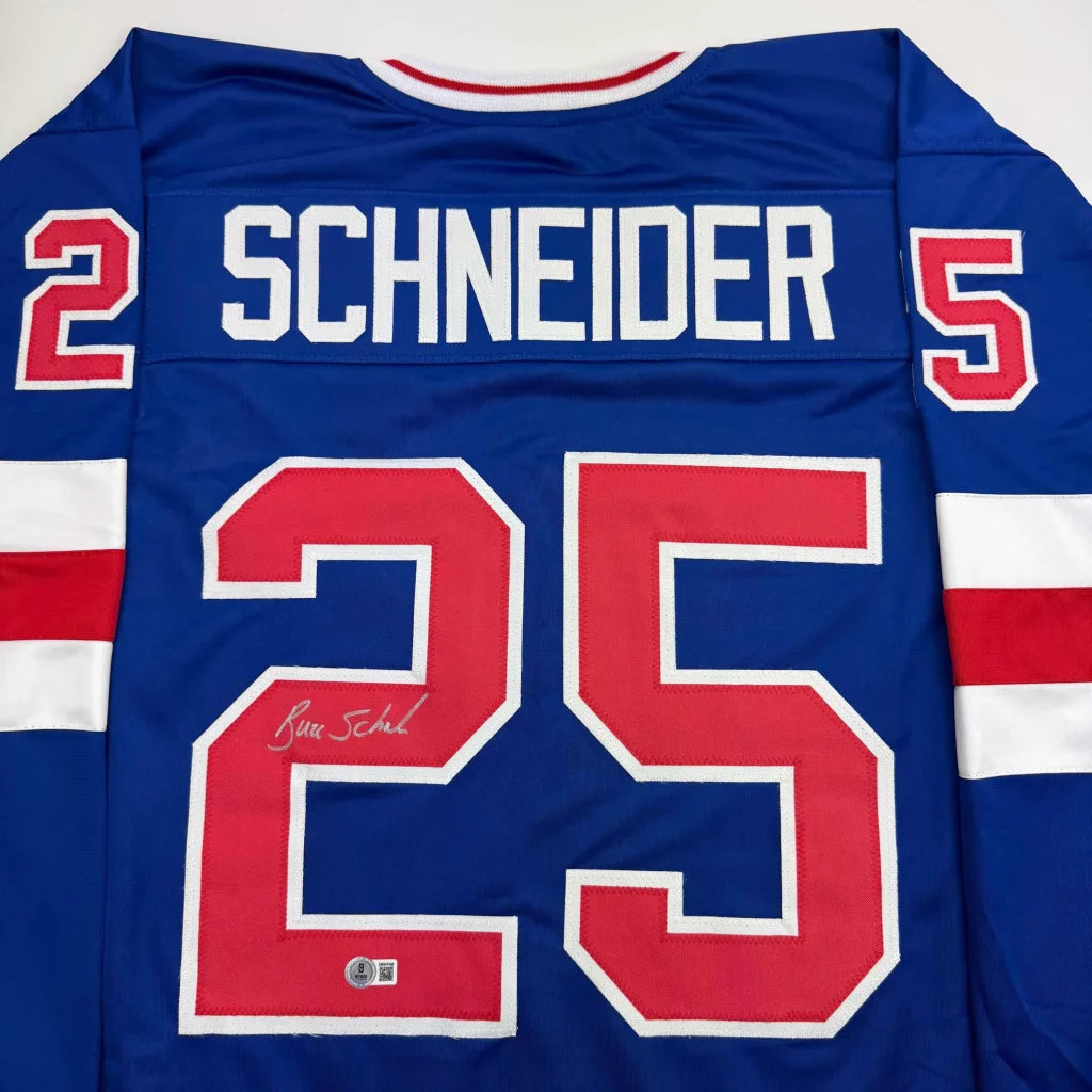 Blue custom jersey with red and white accents, number 25 for professional sports league