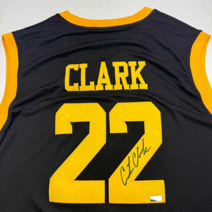 Autographed Caitlin Clark Iowa Black Basketball Jersey Panini COA | Certified Authentic Signed Memorabilia | vintageantiquesgifts.com