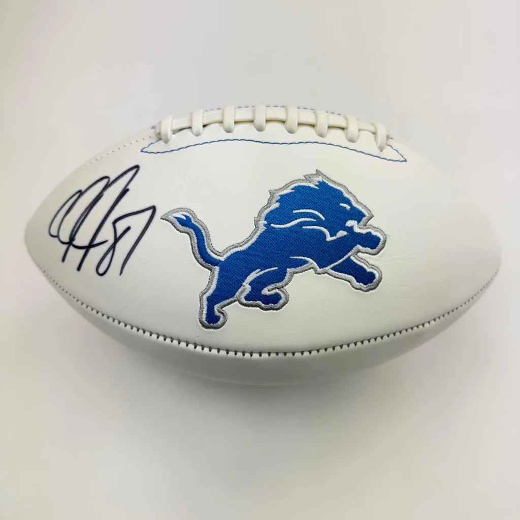 Autographed Calvin Johnson Detroit Lions Full Size F/S White Panel Logo Football Beckett COA | Hall of Fame Sports Memorabilia | vintageantiquesgifts.com