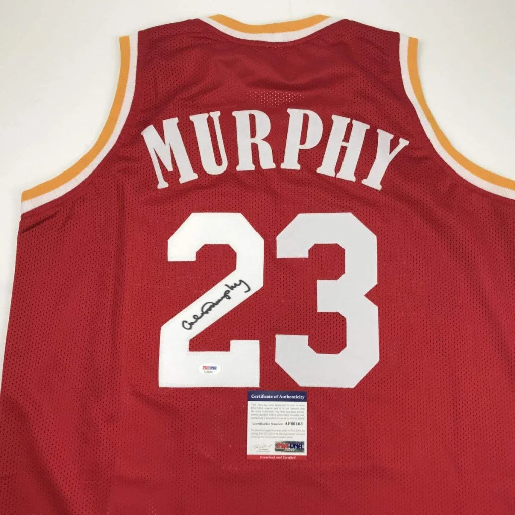 Autographed Calvin Murphy Houston Red Basketball Jersey PSA/DNA COA | Certified Authentic Signed Memorabilia | vintageantiquesgifts.com