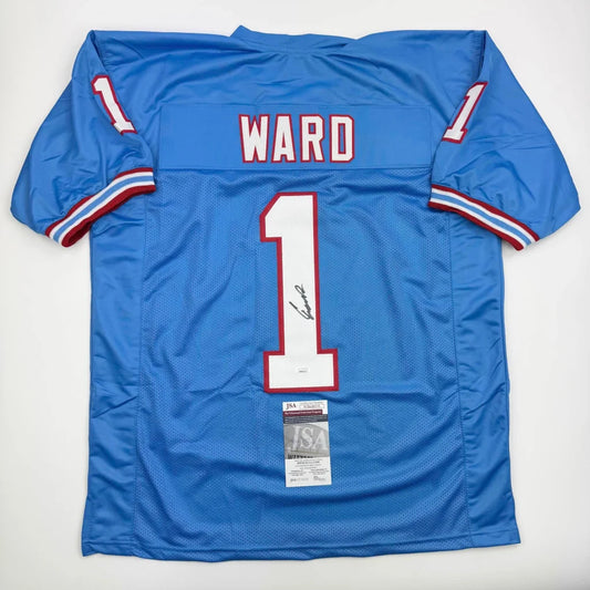 Light blue custom jersey with WARD and number 1 for professional sports league fans