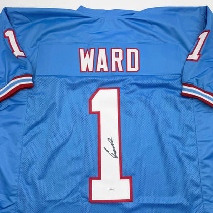 Light blue custom jersey with Ward number 1 signature for professional sports league fans