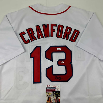 Autographed Carl Crawford Boston White Baseball Jersey JSA COA | Certified Authentic Signed Memorabilia | vintageantiquesgifts.com