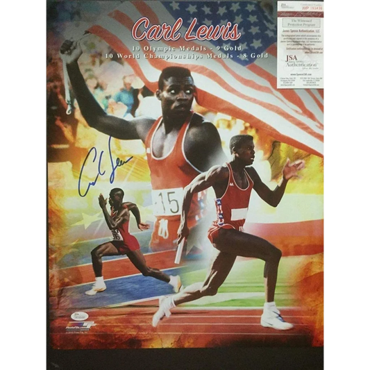 Autographed Carl Lewis Track USA Olympics 9x Gold Medalist 16x20 Photo JSA COA | Hall of Fame Sports Memorabilia | vintageantiquesgifts.com
