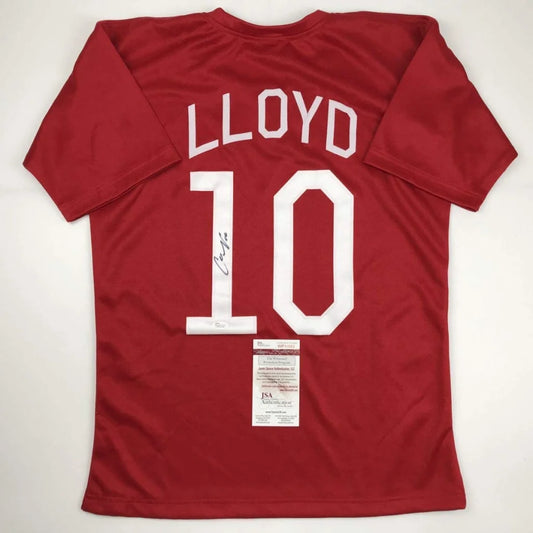 Autographed Carli Lloyd Red Soccer Team USA World Cup Jersey JSA COA | Hall of Fame Sports Memorabilia | vintageantiquesgifts.com