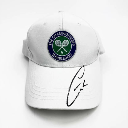 Autographed Carlos Alcaraz 2023-2024 white Wimbledon hat with logo