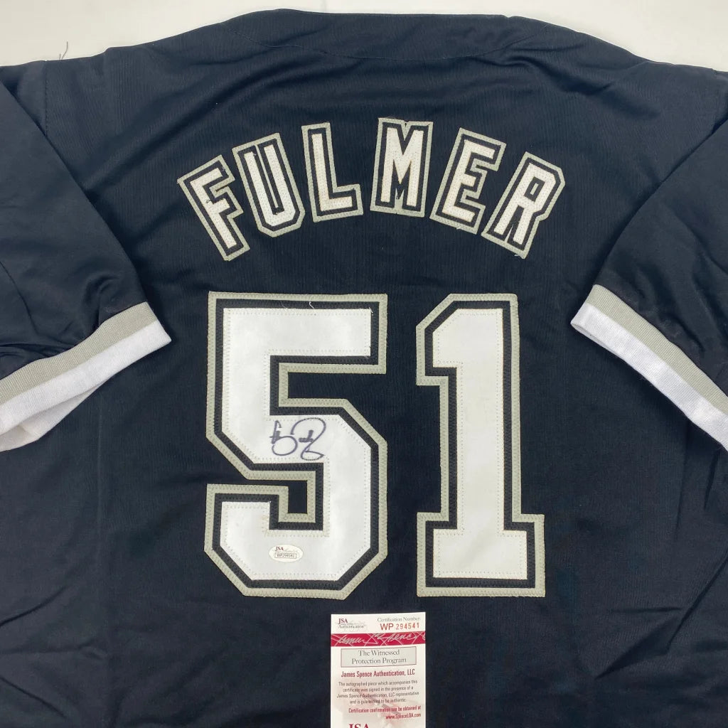 Autographed Carson Fulmer Chicago Black Baseball Jersey JSA COA | Certified Authentic Signed Memorabilia | vintageantiquesgifts.com