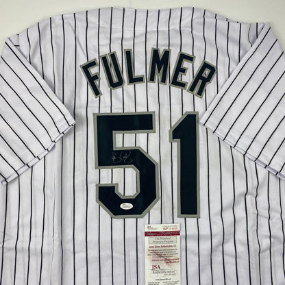 Autographed Carson Fulmer Chicago Pinstripe Baseball Jersey JSA COA | Certified Authentic Signed Memorabilia | vintageantiquesgifts.com