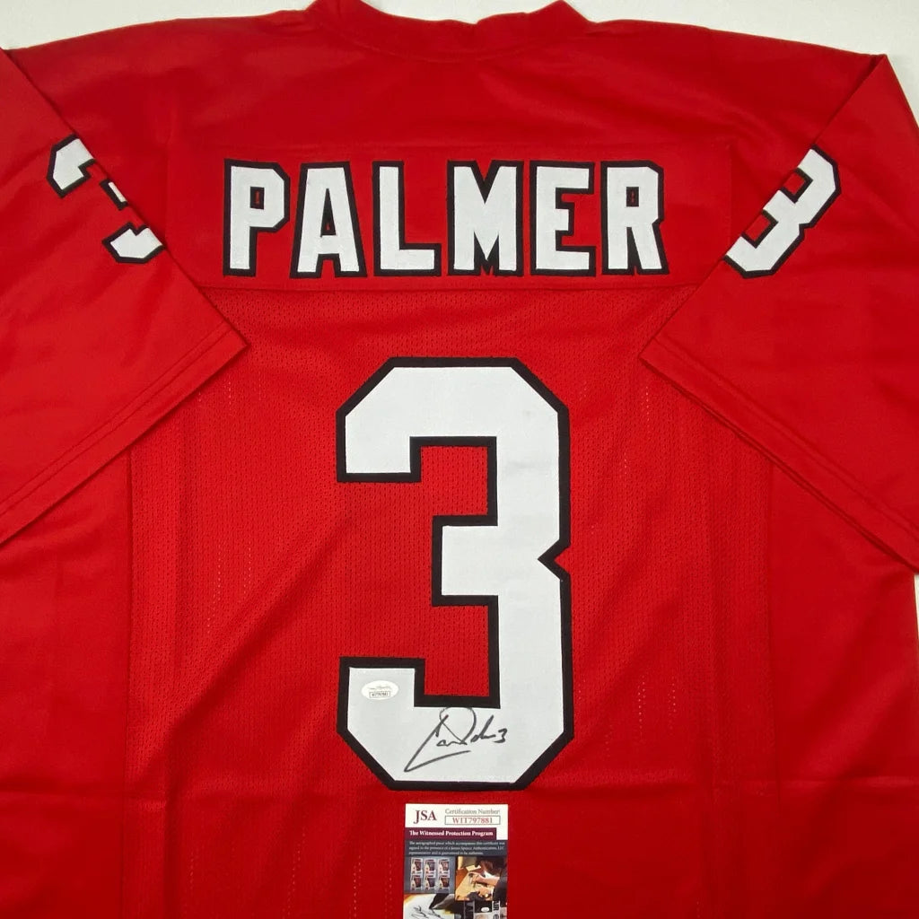 Red Carson Palmer Arizona custom jersey with autograph and JSA COA for fans