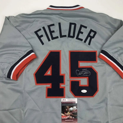 Autographed Cecil Fielder Detroit Grey Baseball Jersey JSA COA | Certified Authentic Signed Memorabilia | vintageantiquesgifts.com