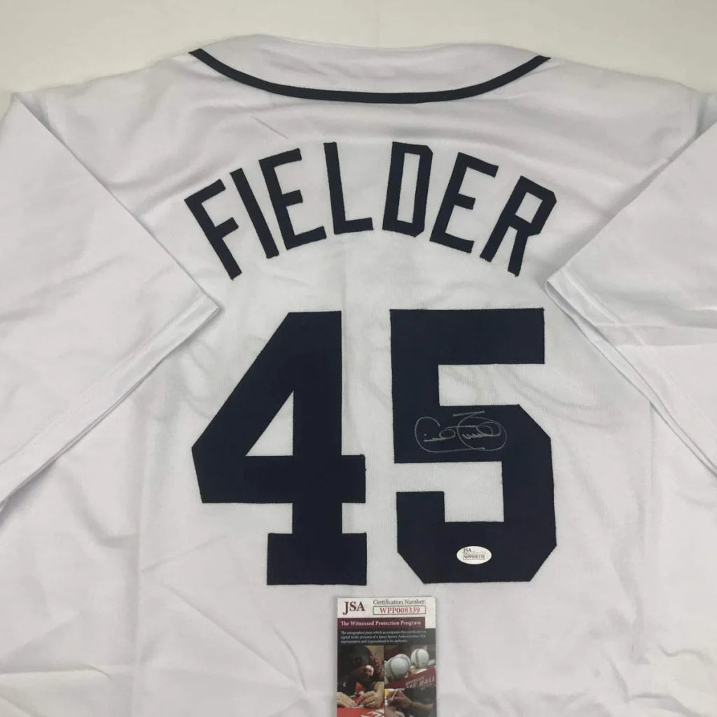 Autographed Cecil Fielder Detroit White Baseball Jersey JSA COA | Certified Authentic Signed Memorabilia | vintageantiquesgifts.com
