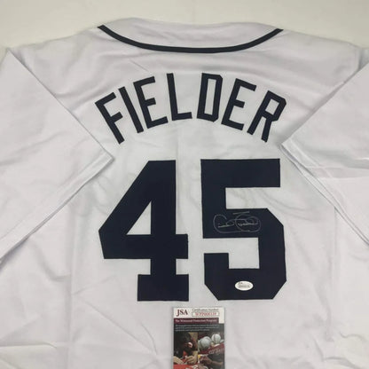 Autographed Cecil Fielder Detroit White Baseball Jersey JSA COA | Certified Authentic Signed Memorabilia | vintageantiquesgifts.com