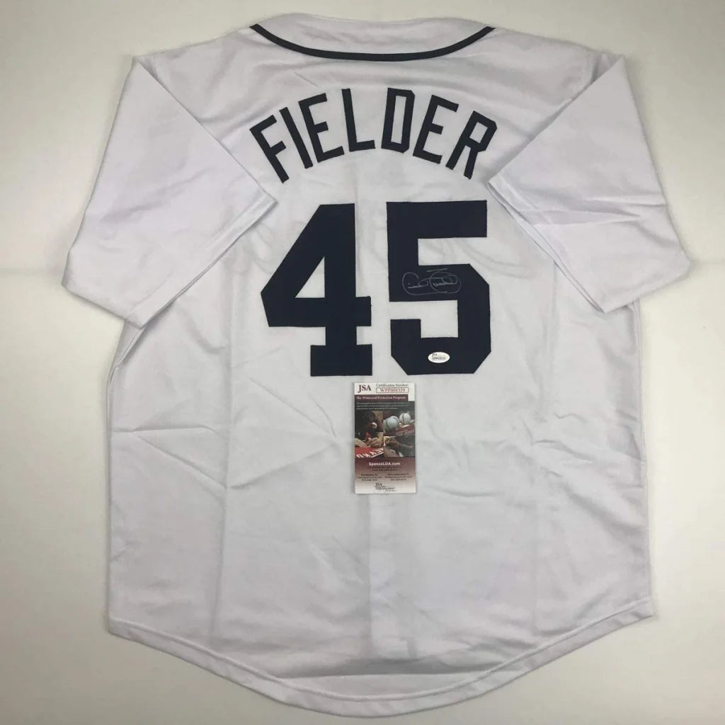 Autographed Cecil Fielder Detroit White Baseball Jersey JSA COA | Hall of Fame Sports Memorabilia | vintageantiquesgifts.com