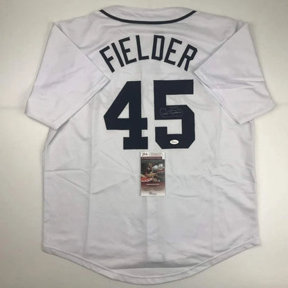 Autographed Cecil Fielder Detroit White Baseball Jersey JSA COA | Hall of Fame Sports Memorabilia | vintageantiquesgifts.com