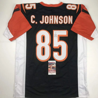 Black and orange custom jersey with number 85 and signature from a professional sports league