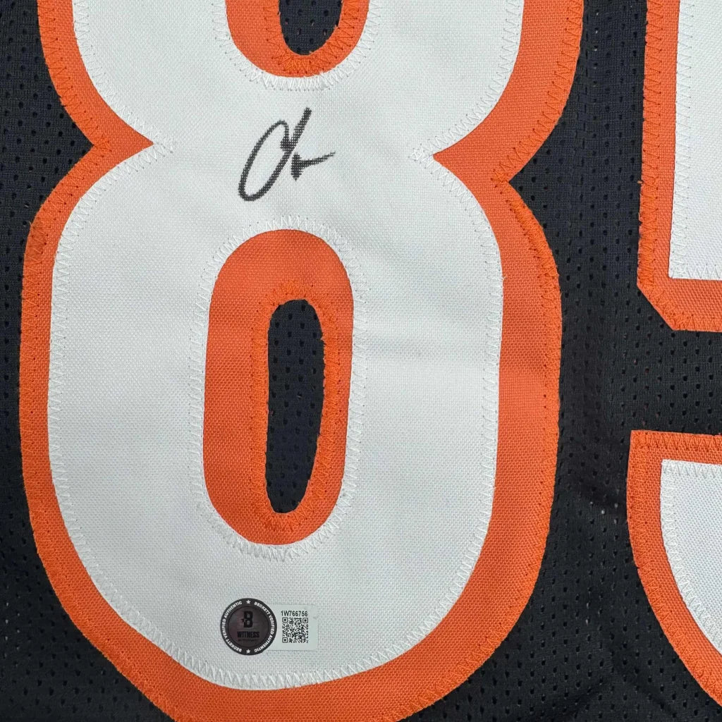 Autographed Chad Ochocinco custom jersey, black with orange, number 80, Bengals