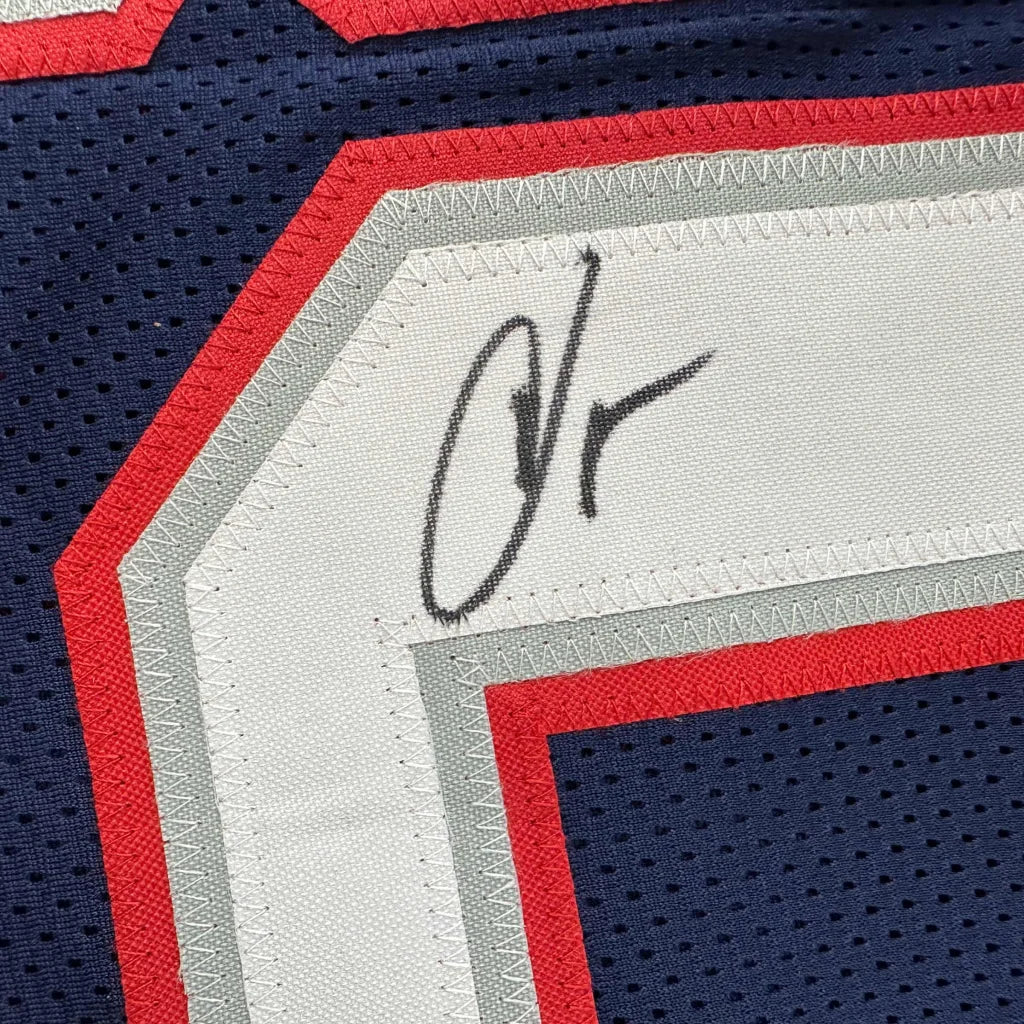Autographed Chad Ochocinco New England blue custom jersey, JSA COA
