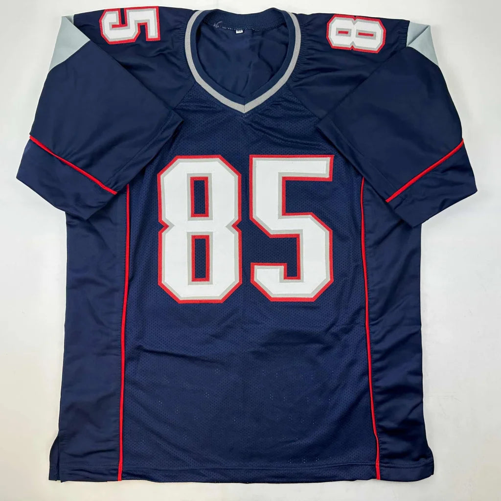 Autographed Chad Ochocinco New England Patriots navy blue custom jersey