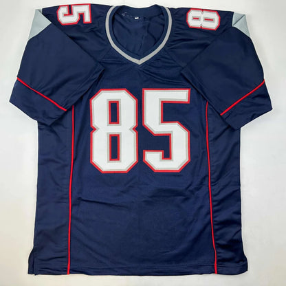 Autographed Chad Ochocinco New England Patriots navy blue custom jersey